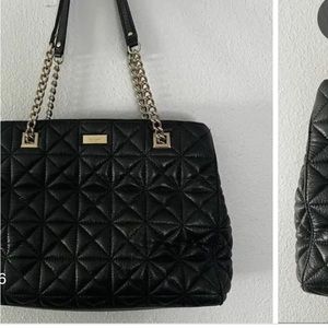 Kate Spade quilted black tote with gold chain straps